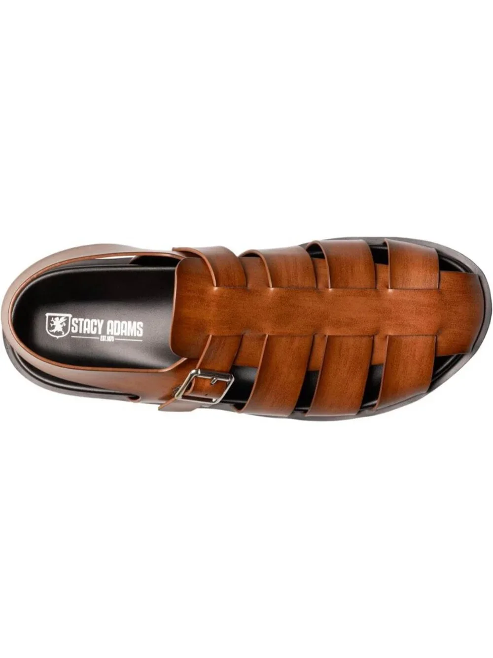 Men's Cognac  Imported Faux Leather Montego Slingback Buckle Sandal